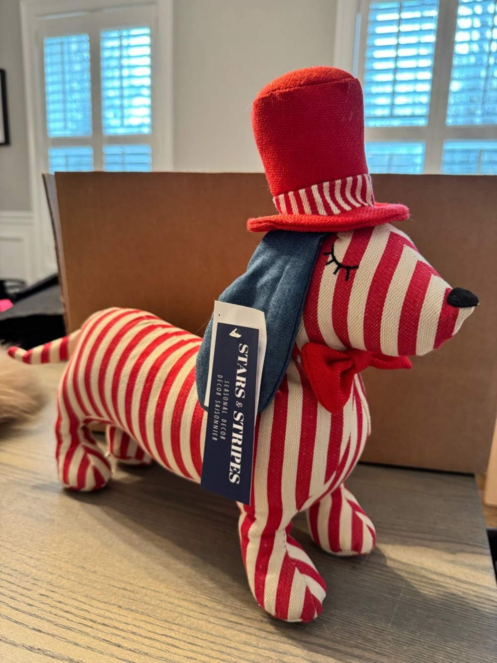 Red Stripe Dachshund Holiday Decor